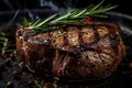 Juicy and delicious beef steak. Tempting sirloin grilled. Serving size. Fine dining menu. AI Generative