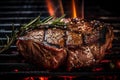 Juicy and delicious beef steak. Tempting sirloin grilled. Serving size. Fine dining menu. AI Generative