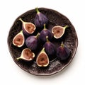 Juicy delicious fig lies on beautiful plate, Ai generated