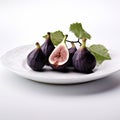 Juicy delicious fig lies on beautiful plate, Ai generated