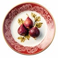 Juicy delicious fig lies on beautiful plate, Ai generated