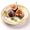 Juicy delicious fig lies on beautiful plate, Ai generated