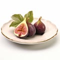 Juicy delicious fig lies on beautiful plate, Ai generated