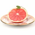 Juicy delicious grapefruit lies on beautiful plate, Ai generated