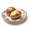 Juicy delicious potato lies on beautiful plate, Ai generated