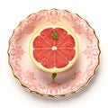 Juicy delicious grapefruit lies on beautiful plate, Ai generated