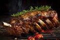 Juicy and delicious lamb from the grill. A tempting cuisine and beautiful culinary art. Generative AI