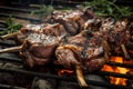 Juicy and delicious lamb from the grill. A tempting cuisine and beautiful culinary art. Generative AI