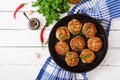 Juicy delicious meat cutlets in pan