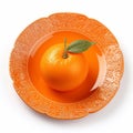 Juicy delicious orange lies on beautiful plate, Ai generated