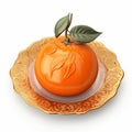 Juicy delicious orange lies on beautiful plate, Ai generated