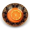 Juicy delicious orange lies on beautiful plate, Ai generated