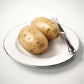 Juicy delicious potato lies on beautiful plate, Ai generated