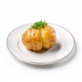Juicy delicious potato lies on beautiful plate, Ai generated