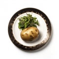 Juicy delicious potato lies on beautiful plate, Ai generated