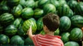 Juicy Delights: An Enchanting Encounter with a Watermelon-Loving Boy