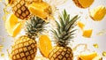 Juicy fresh appetizing pineapple splashes delicious banner food cut