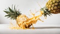 Juicy fresh appetizing pineapple splashes delicious banner food diet tasty