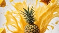 Juicy fresh appetizing pineapple splashes delicious banner food diet