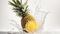 Juicy fresh appetizing pineapple splashes delicious banner food