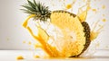 Juicy fresh appetizing pineapple splashes delicious banner