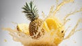 Juicy fresh appetizing pineapple splashes tropical banner food diet tasty