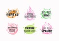 Juicy Fresh Ecxotic Fruits Badges, Labels or Logo Templates Collection. Hand Drawn Papaya, Lychee, Pitaya, Kiwi and