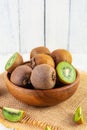 Juicy fresh kiwi fruit isolated on white background. Sliced kiwi Royalty Free Stock Photo