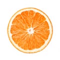 Juicy fresh orange slice with peel on a white isolated background. Close up.