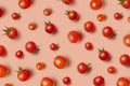 Juicy fresh organic tomatoes pattern with soft shadows. Royalty Free Stock Photo