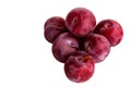 On an isolated white background juicy fresh large red plums. Royalty Free Stock Photo