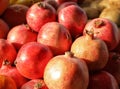 Juicy fresh ripe pomegranates. Wholesale market Royalty Free Stock Photo