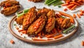 Juicy fried buffalo wings on a light background snack barbecue meal grilled