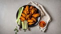 Juicy fried buffalo wings on a light background snack barbecue