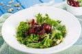 Juicy Fried Liver Fresh Iceberg Lettuce Salad Royalty Free Stock Photo