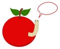 A juicy fruit of a red cherry with maggot and talking bubble - vector Royalty Free Stock Photo