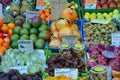 Close up view exotic fruits for sale Naschmarkt Vienna