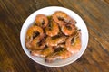 Juicy Garlic Shrimps bathed in Chili Sauce. A variation of Gambas al Ajillo Royalty Free Stock Photo