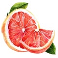 A juicy grapefruit half in watercolor, with a perfect balance of pink and red hues Royalty Free Stock Photo