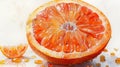 Juicy grapefruit slice - generative ai Royalty Free Stock Photo