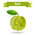 Polygonal Green Apple isolated on white, vector illustration Royalty Free Stock Photo