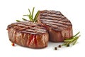 Juicy grilled beef steaks on a white background, perfect for a delicious meal. created with Generative AI Royalty Free Stock Photo