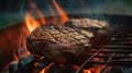 Juicy grilled beef tenderloin, cooked steak meat, food. Barbecue with smoke filet mignon.