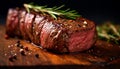 Juicy grilled steak, cooked to perfection, ready to eat generated by AI Royalty Free Stock Photo