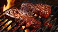 The juicy grilled steaks.AI generated image Royalty Free Stock Photo