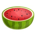 Juicy half watermelon icon, cartoon style Royalty Free Stock Photo