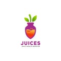 Juicy healthy fruit pressed purple beet fruit shape bottle juice logo