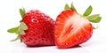 Juicy isolated strawberry sliced on a white background , concept of Freshness