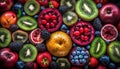 Juicy kiwi and berry salad, a colorful healthy lifestyle choice generated by AI Royalty Free Stock Photo