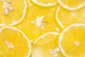 Juicy lemon slices close-up, for background, fruits